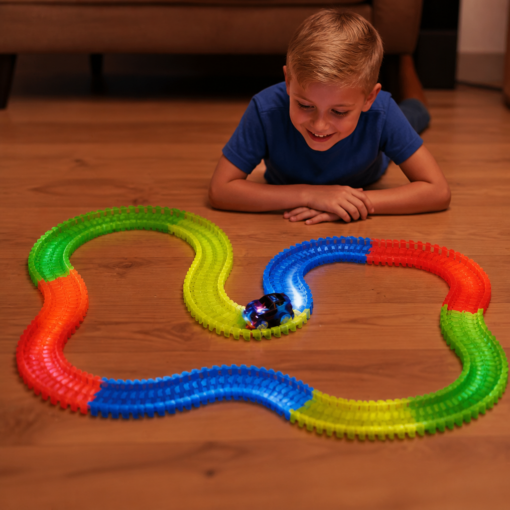 Glow-in-the-Dark Flexible Sand Race Track Set for Kids