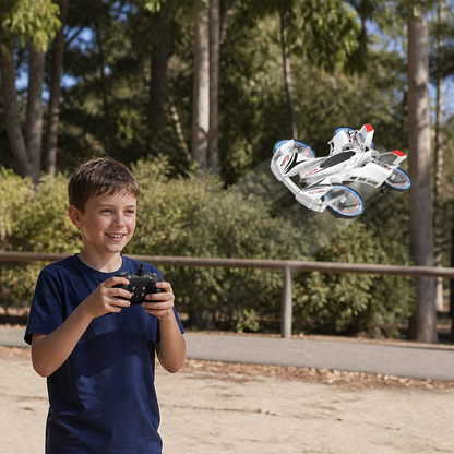 2-in-1 Remote Control Flying Drone & Stunt Racing Car