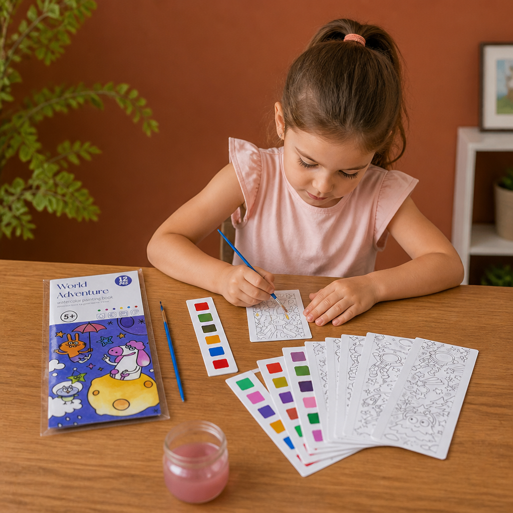 All-in-One Watercolour Painting Book with Built-In Paint & Brush