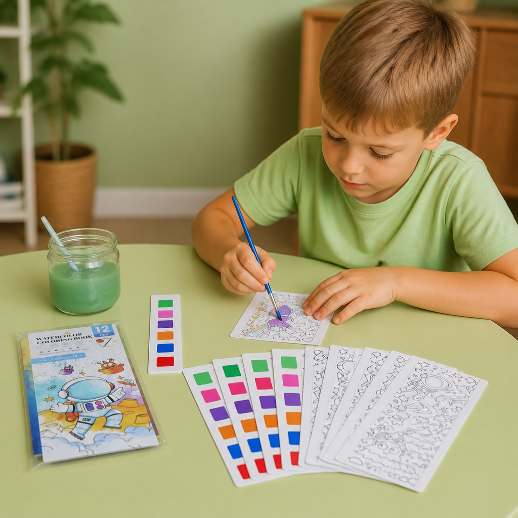 All-in-One Watercolour Painting Book with Built-In Paint & Brush