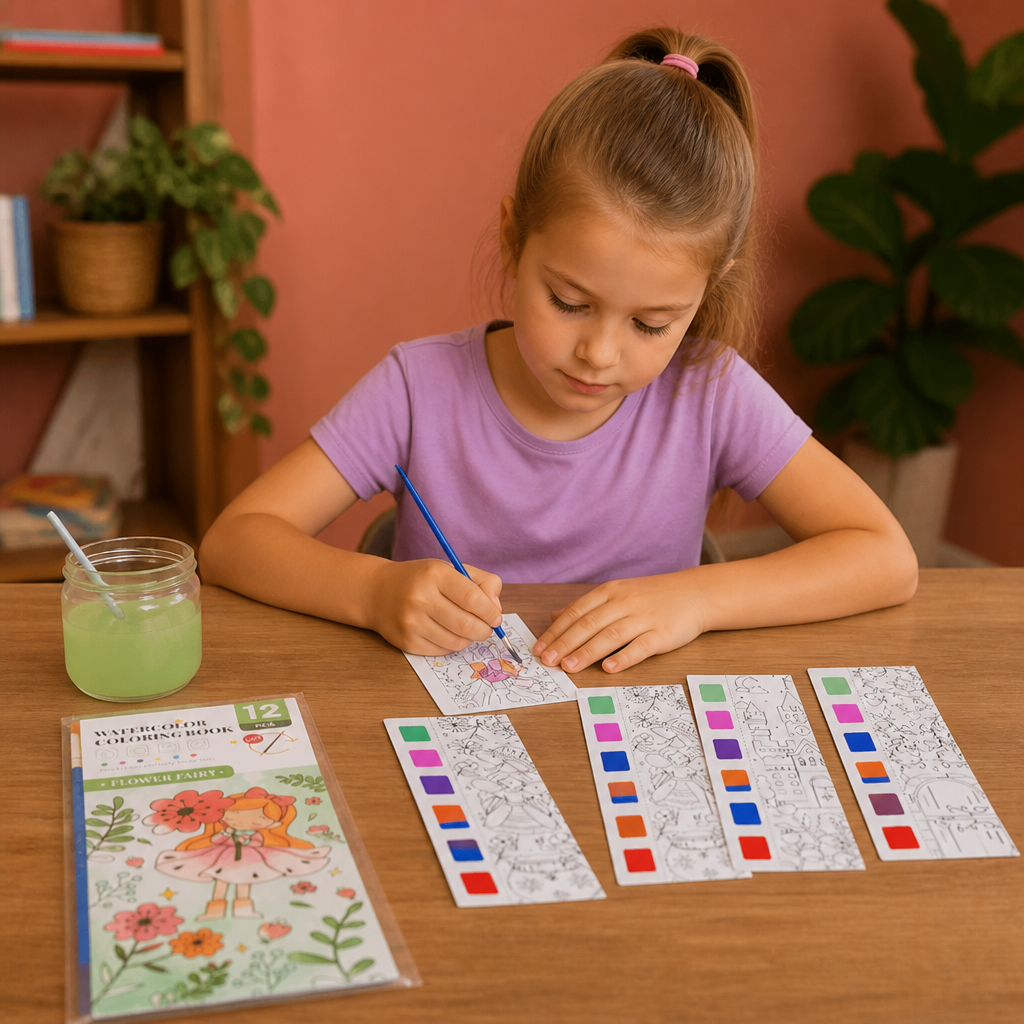 All-in-One Watercolour Painting Book with Built-In Paint & Brush