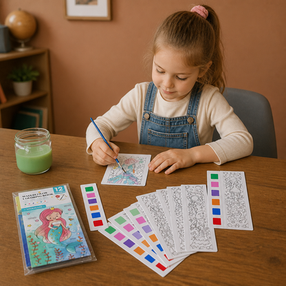 All-in-One Watercolour Painting Book with Built-In Paint & Brush