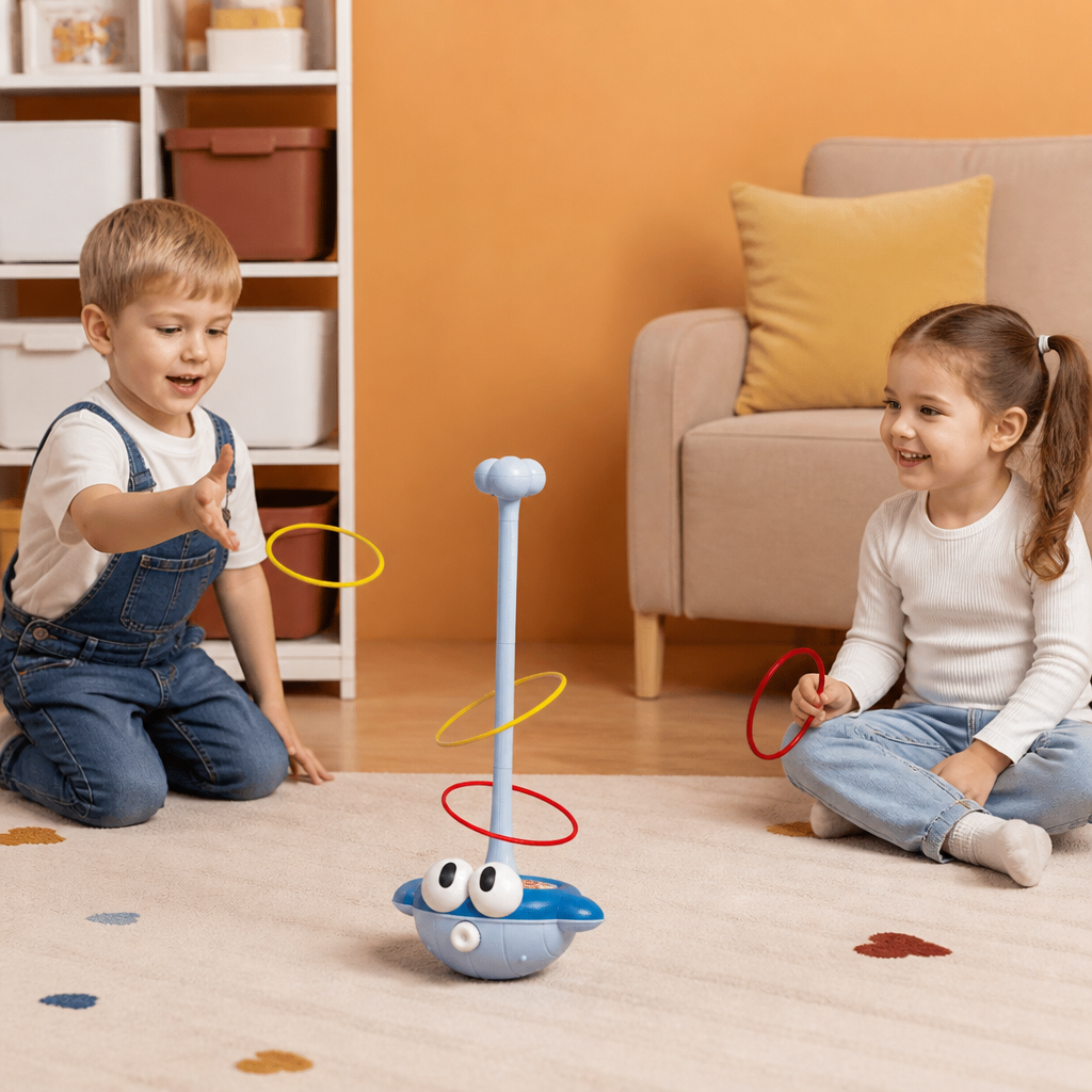 3-in-1 Educational Activity Game – Ring Toss, Basketball & Sticky Ball
