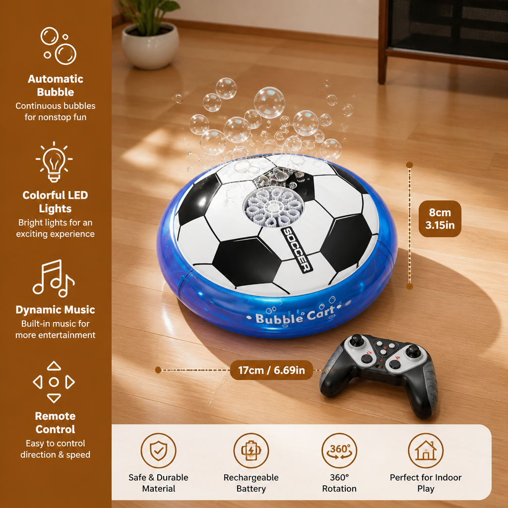 Remote Control Soccer Bubble Ball with Lights & Music