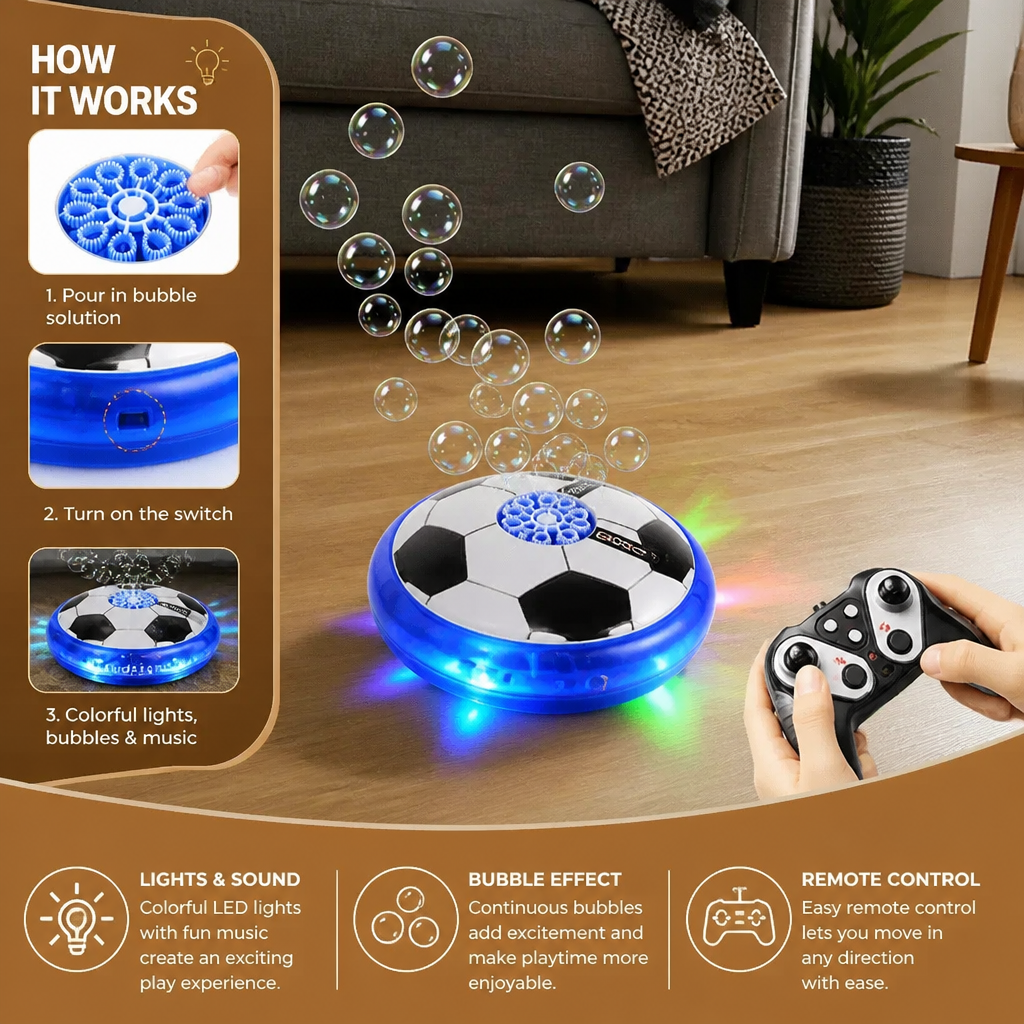 Remote Control Soccer Bubble Ball with Lights & Music