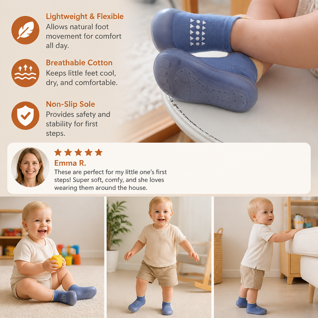 Baby Sock Shoes – Lightweight & Breathable First Walking Shoes