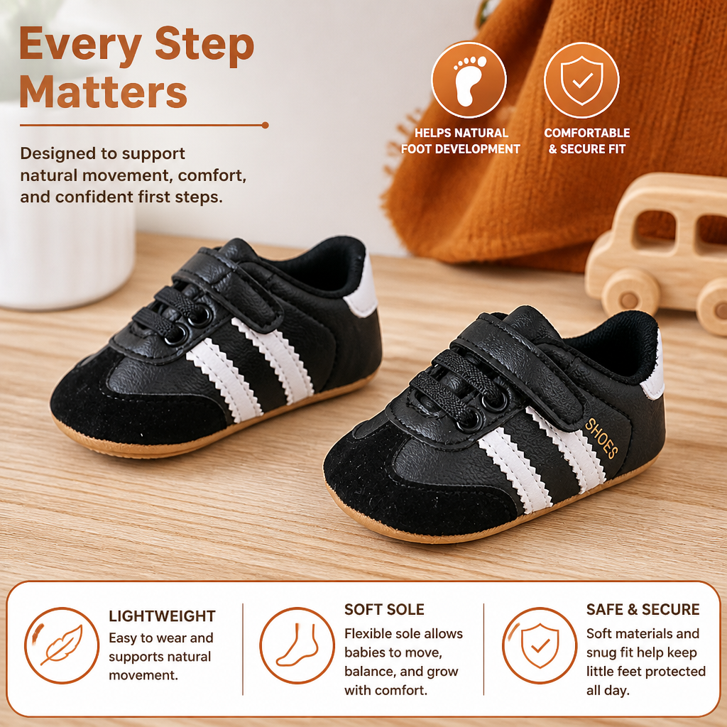 Classic Retro Baby Sneakers – Soft Sole First Walking Shoes