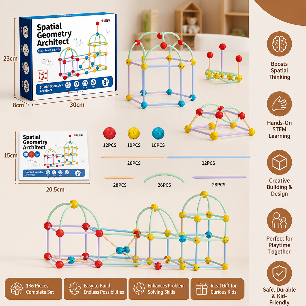 3D Geometry Building Kit – Educational Construction & Spatial Learning Toy