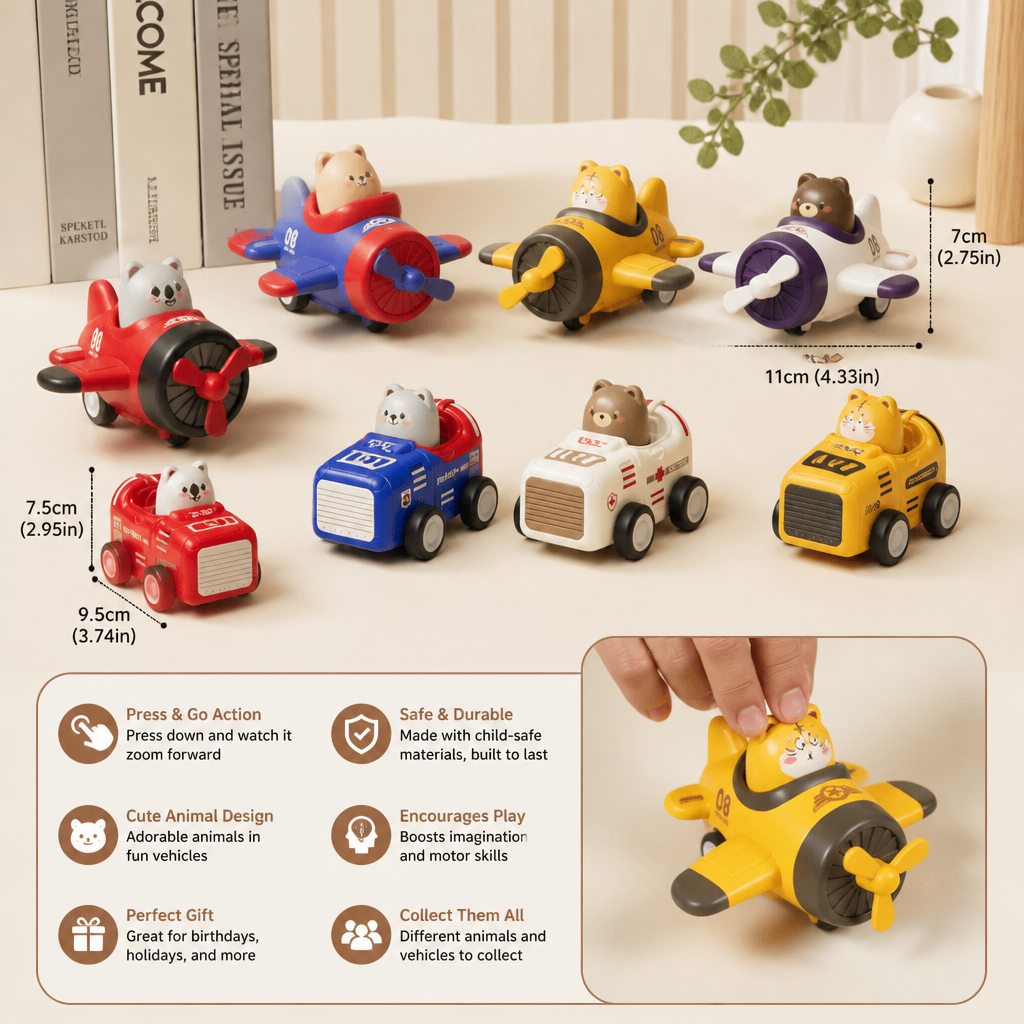 Press & Go Animal Airplane & Truck Toy for Kids