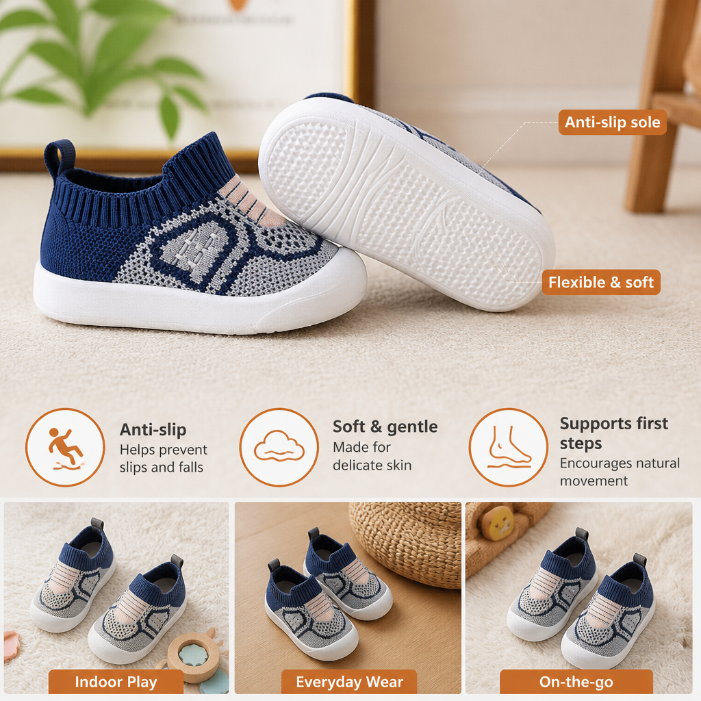 Soft Knit Anti-Slip Baby Sock Shoes for First Steps