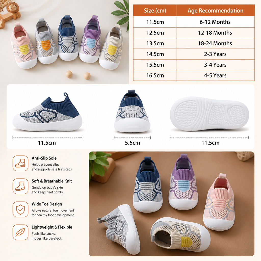 Soft Knit Anti-Slip Baby Sock Shoes for First Steps