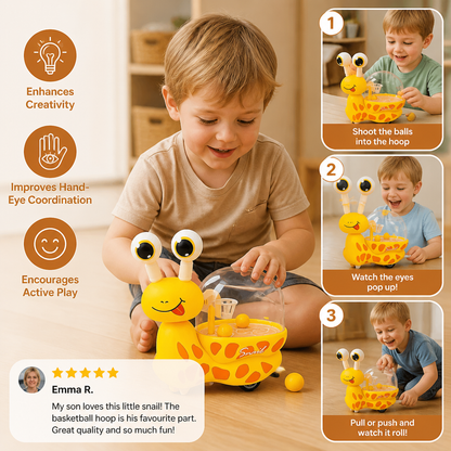 3-in-1 Moving Snail Toy with Basketball Hoop & Telescopic Eyes