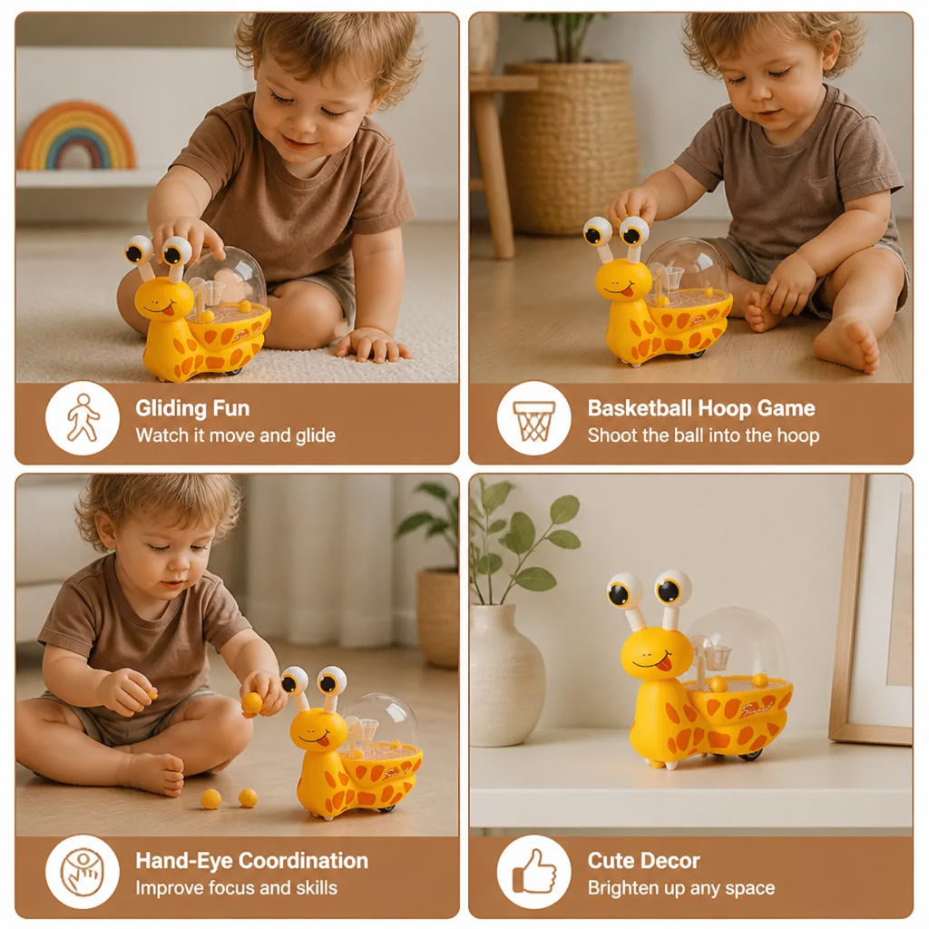3-in-1 Moving Snail Toy with Basketball Hoop & Telescopic Eyes
