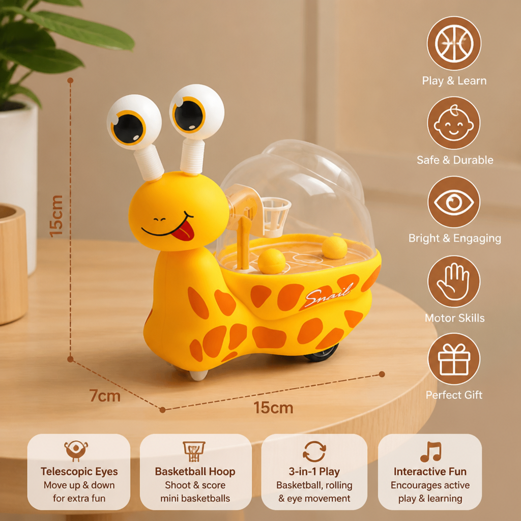 3-in-1 Moving Snail Toy with Basketball Hoop & Telescopic Eyes