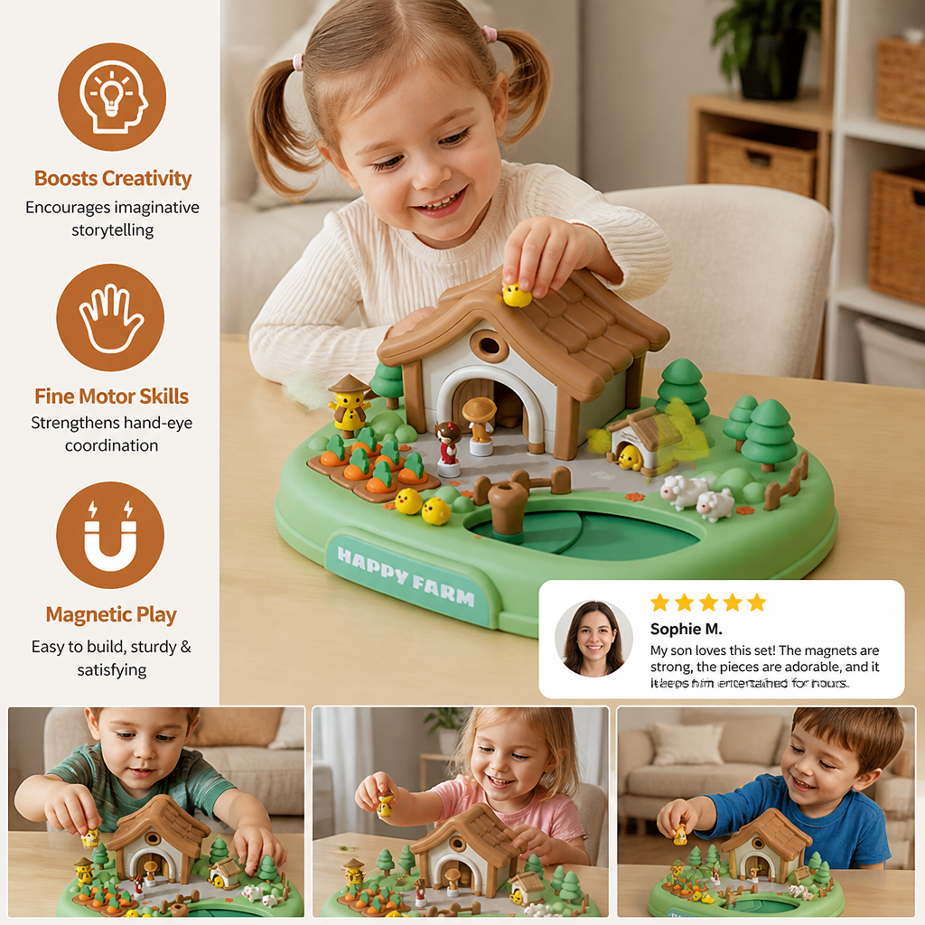 Magnetic Dream Castle & Garden Playset for Kids