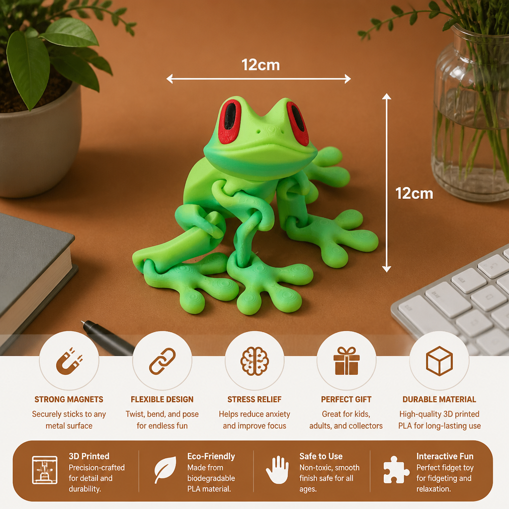 3D Printed Magnetic Flexible Frog Fidget Toy