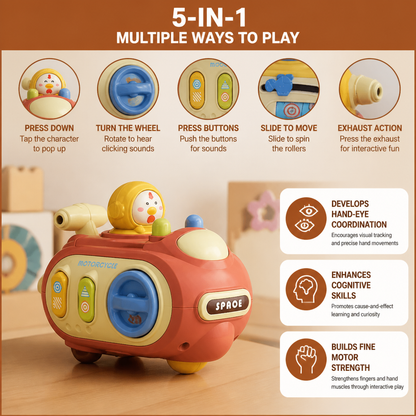 5-in-1 Press & Go Busy Car Toy for Fine Motor Skills Development