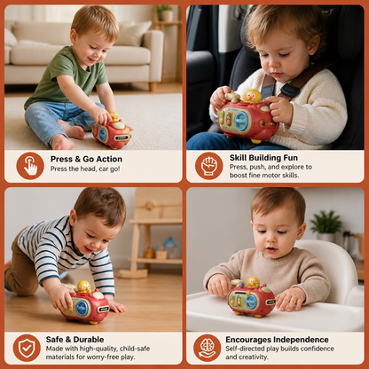 5-in-1 Press & Go Busy Car Toy for Fine Motor Skills Development