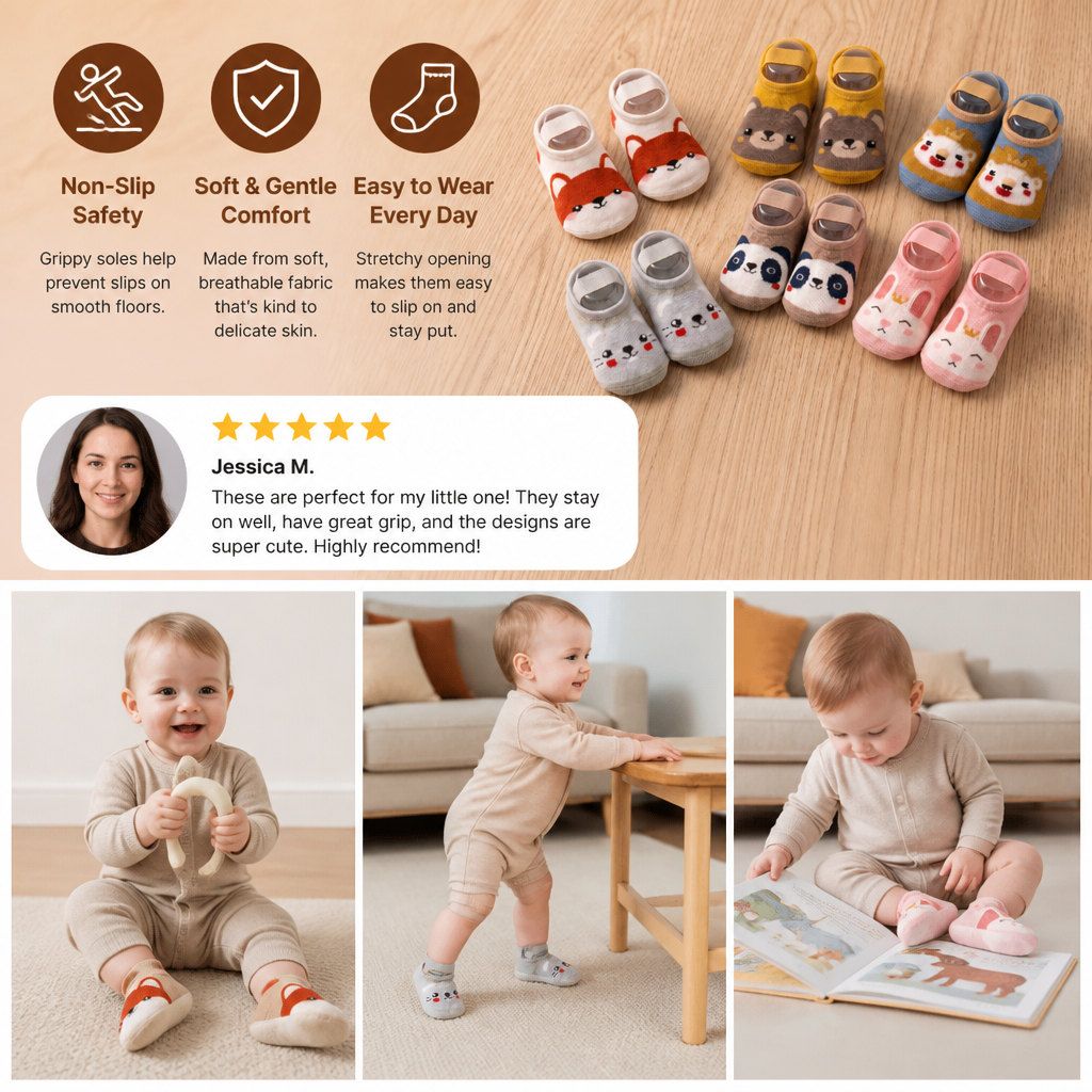Non-Slip Cartoon Sock Shoes for Babies & Toddlers