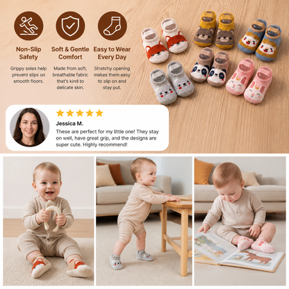 Non-Slip Cartoon Sock Shoes for Babies & Toddlers