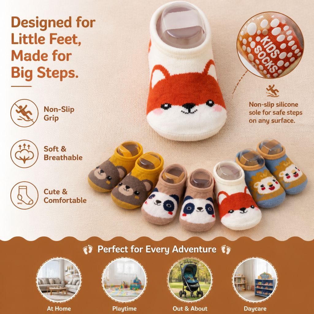 Non-Slip Cartoon Sock Shoes for Babies & Toddlers