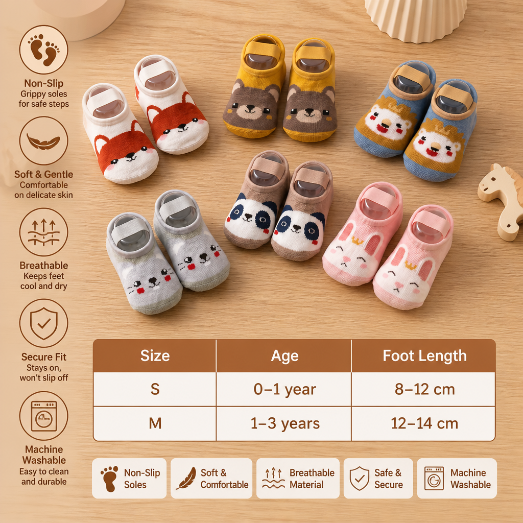 Non-Slip Cartoon Sock Shoes for Babies & Toddlers