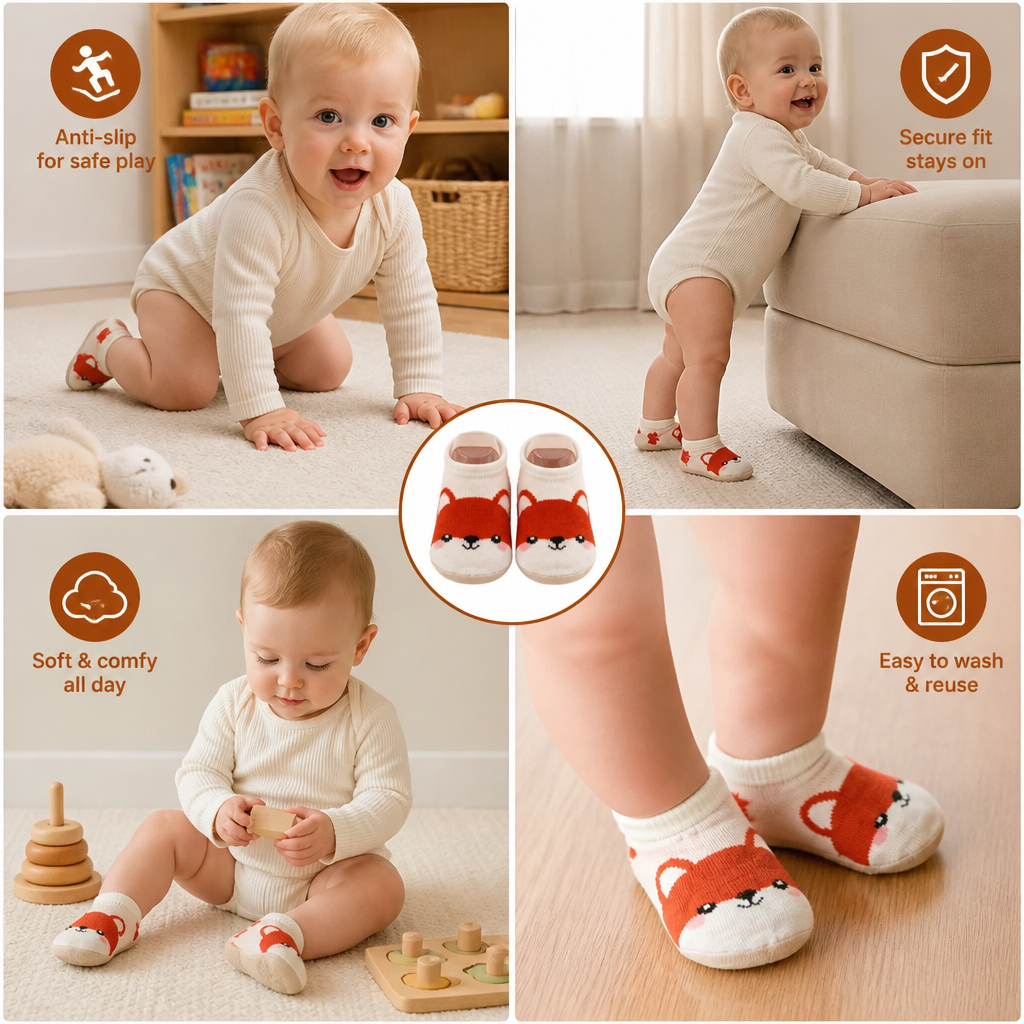 Non-Slip Cartoon Sock Shoes for Babies & Toddlers