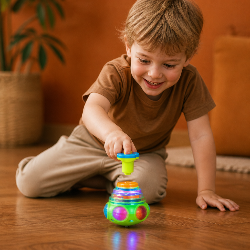 Interactive Light-Up Musical Spinning Top Toy for Kids