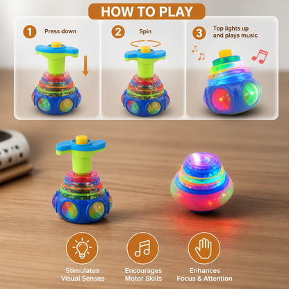Interactive Light-Up Musical Spinning Top Toy for Kids