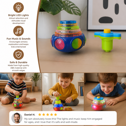 Interactive Light-Up Musical Spinning Top Toy for Kids