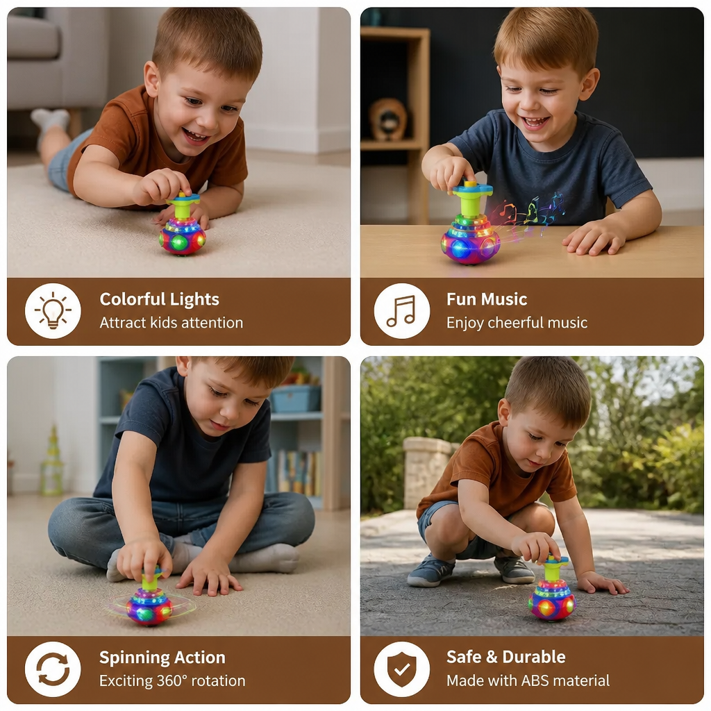 Interactive Light-Up Musical Spinning Top Toy for Kids