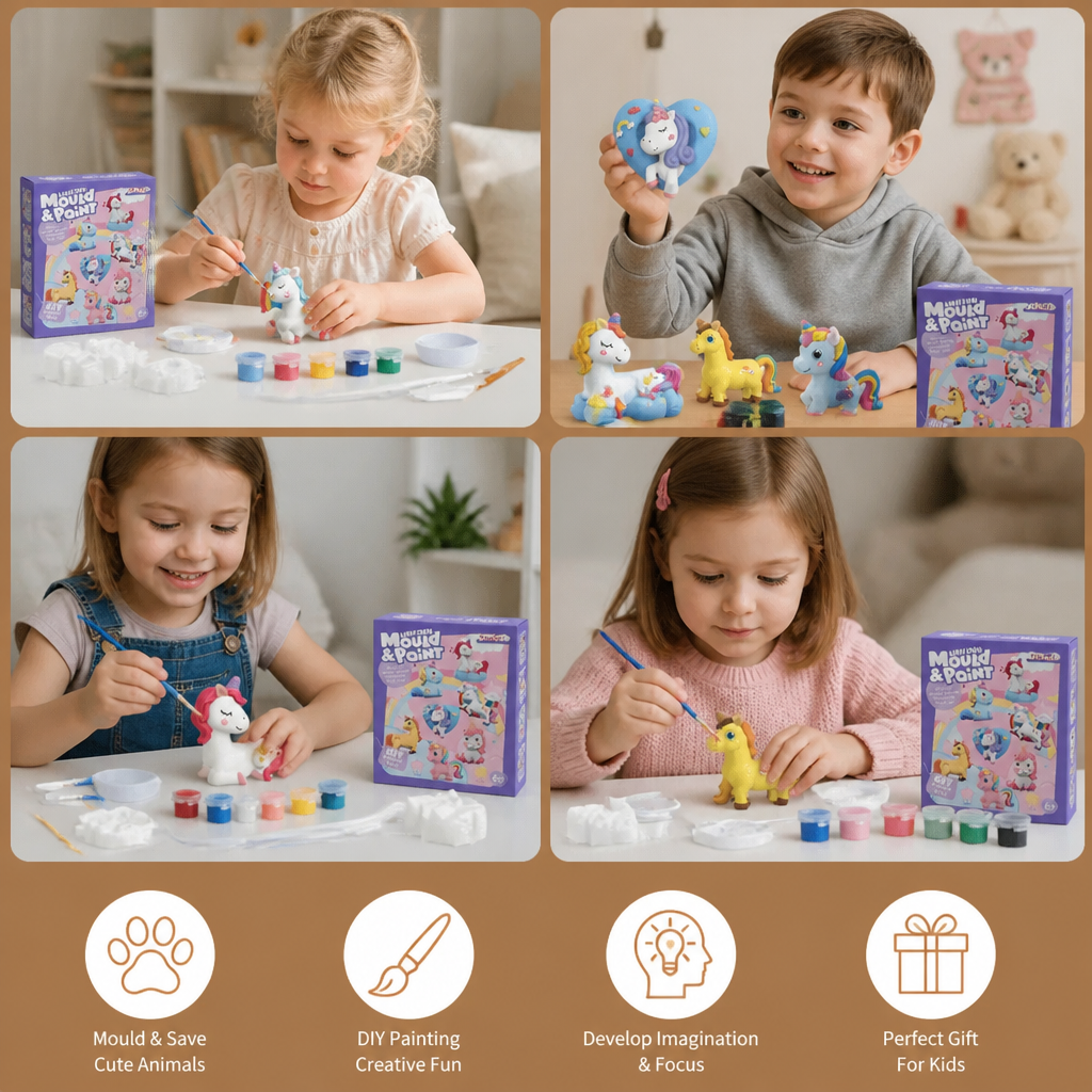 DIY Animal Plaster Painting Kit – Mold, Paint & Create Craft Set for Kids