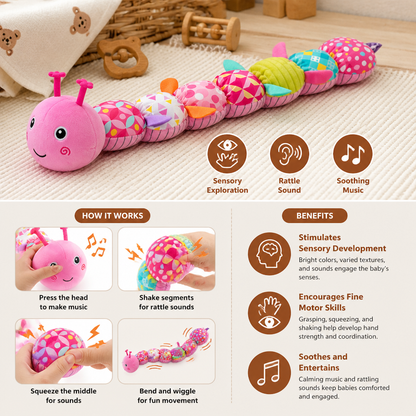 Sensory Plush Rattle and Music Caterpillar