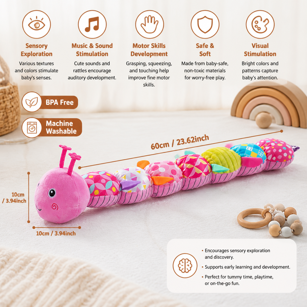 Sensory Plush Rattle and Music Caterpillar
