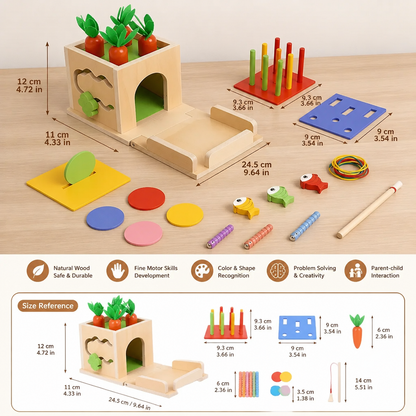 6-in-1 Montessori Wooden Shapes and Figures Educational Cube