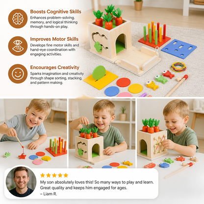 6-in-1 Montessori Wooden Shapes and Figures Educational Cube