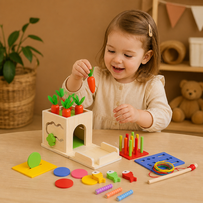 6-in-1 Montessori Wooden Shapes and Figures Educational Cube