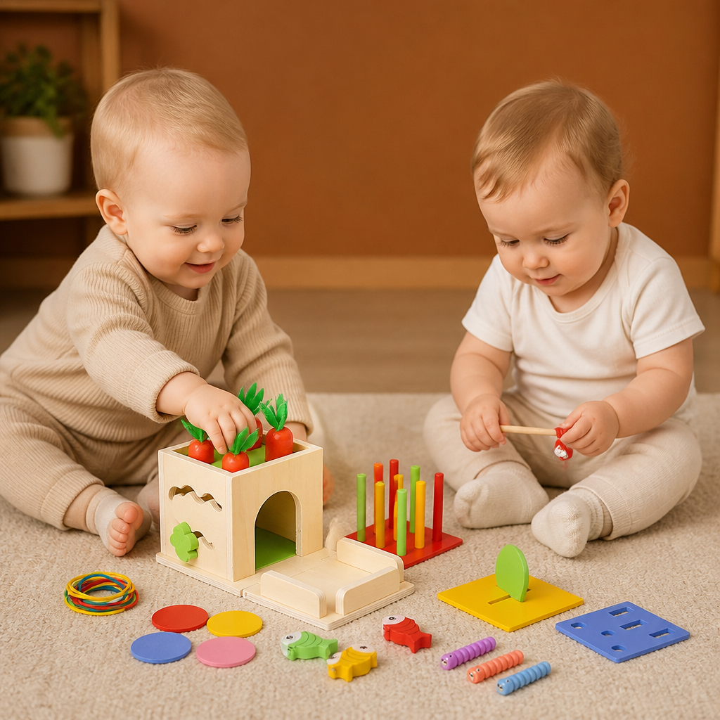 6-in-1 Montessori Wooden Shapes and Figures Educational Cube