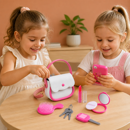 Kids Pretend Play Handbag Set with Phone, Makeup & Accessories