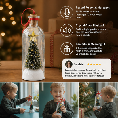 Recordable Christmas Message-in-a-Bottle Ornament with Voice Playback