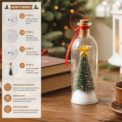 Recordable Christmas Message-in-a-Bottle Ornament with Voice Playback