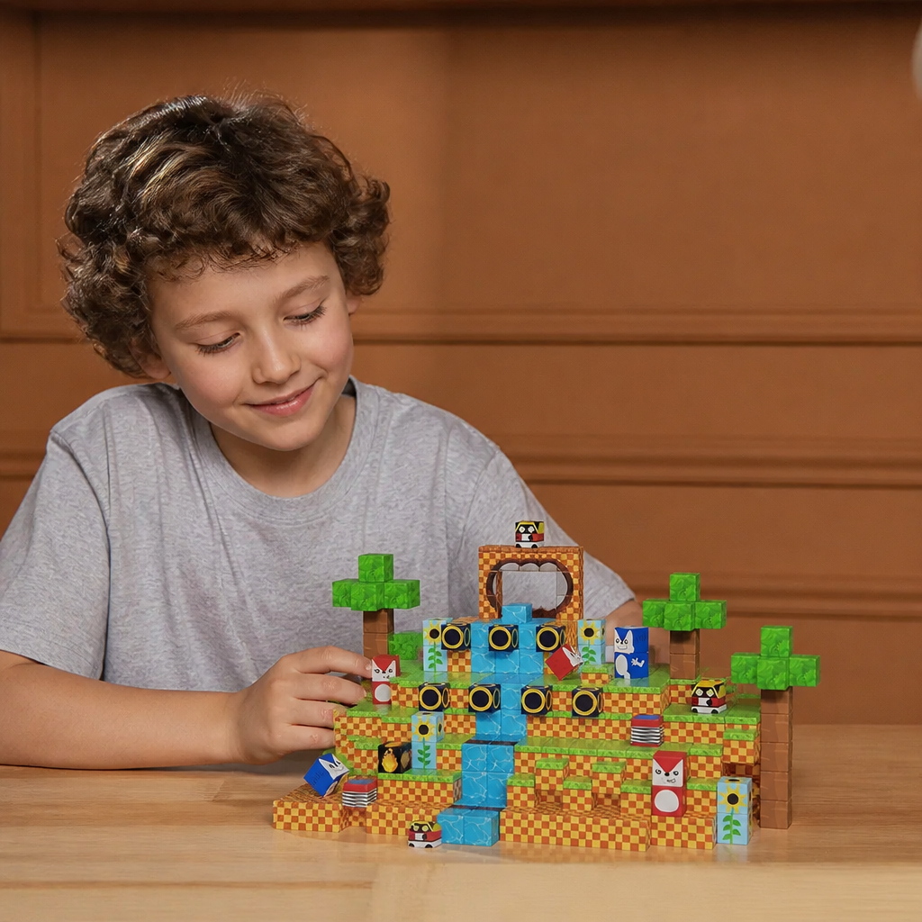100-Piece Magnetic Building Cube Set – Montessori STEM Construction Toy for Kids