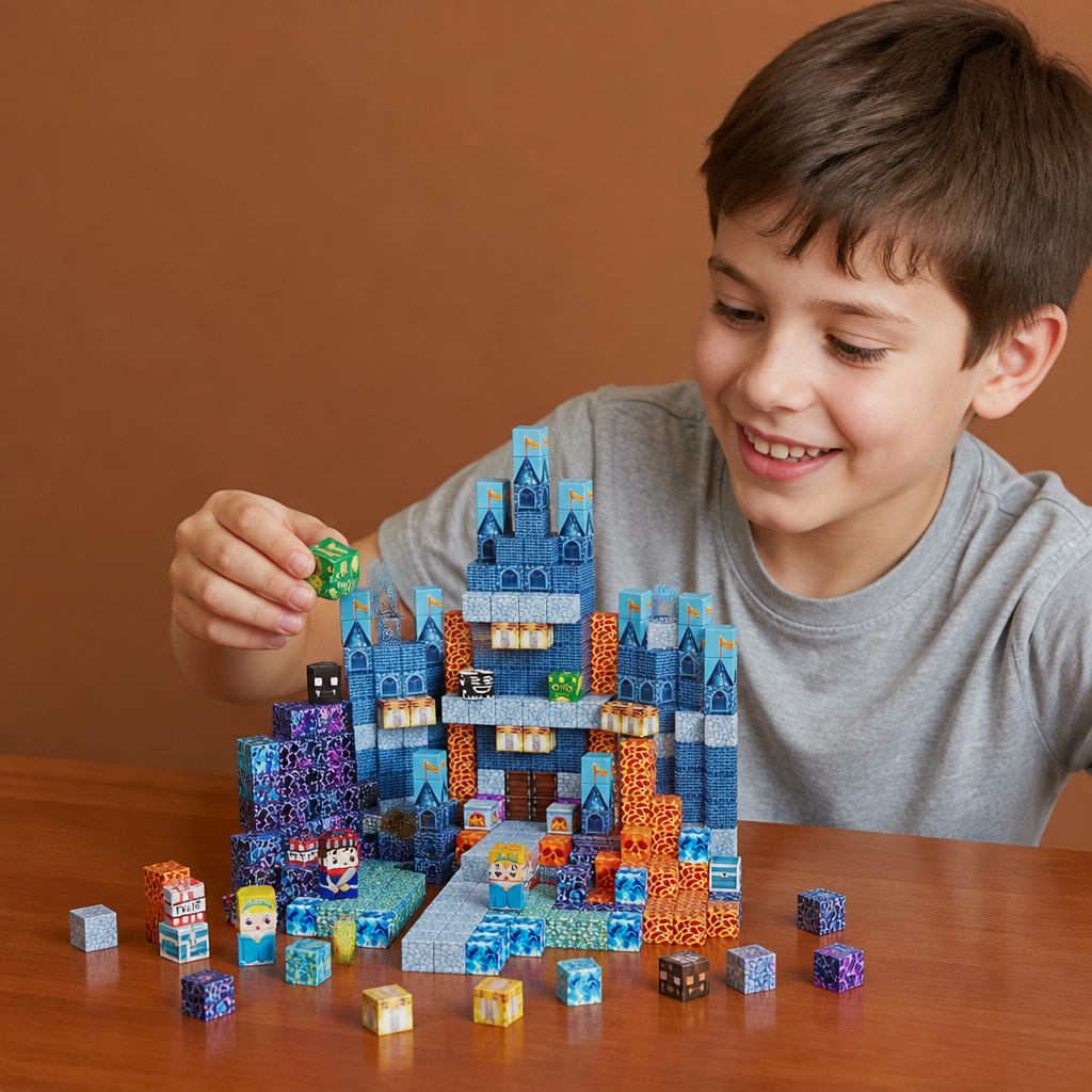 100-Piece Magnetic Building Cube Set – Montessori STEM Construction Toy for Kids