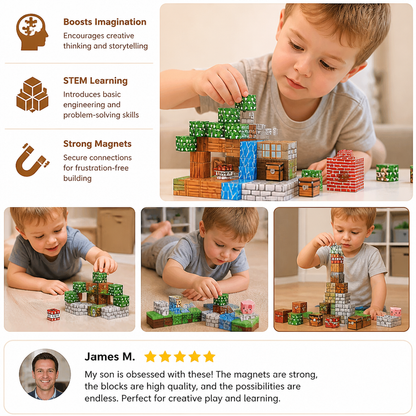 100-Piece Magnetic Building Cube Set – Montessori STEM Construction Toy for Kids