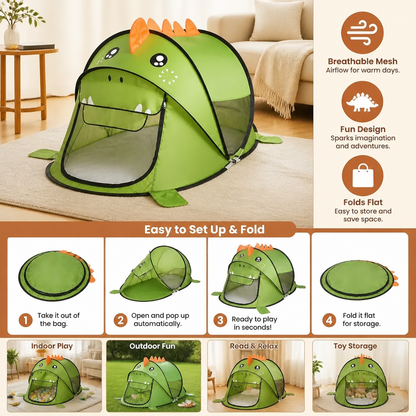 Foldable Dino Play Tent for Kids – Perfect for Warm Days & Cozy Playtime