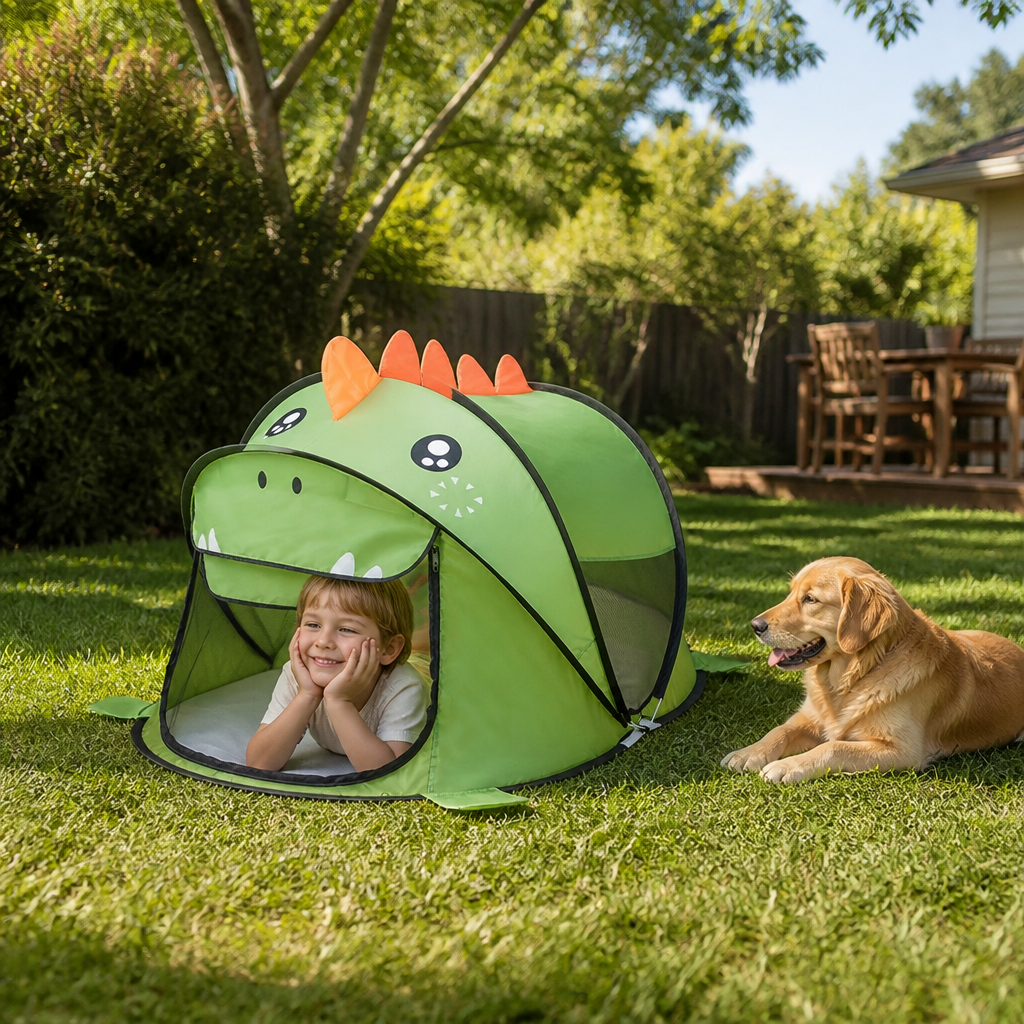 Foldable Dino Play Tent for Kids – Perfect for Warm Days & Cozy Playtime