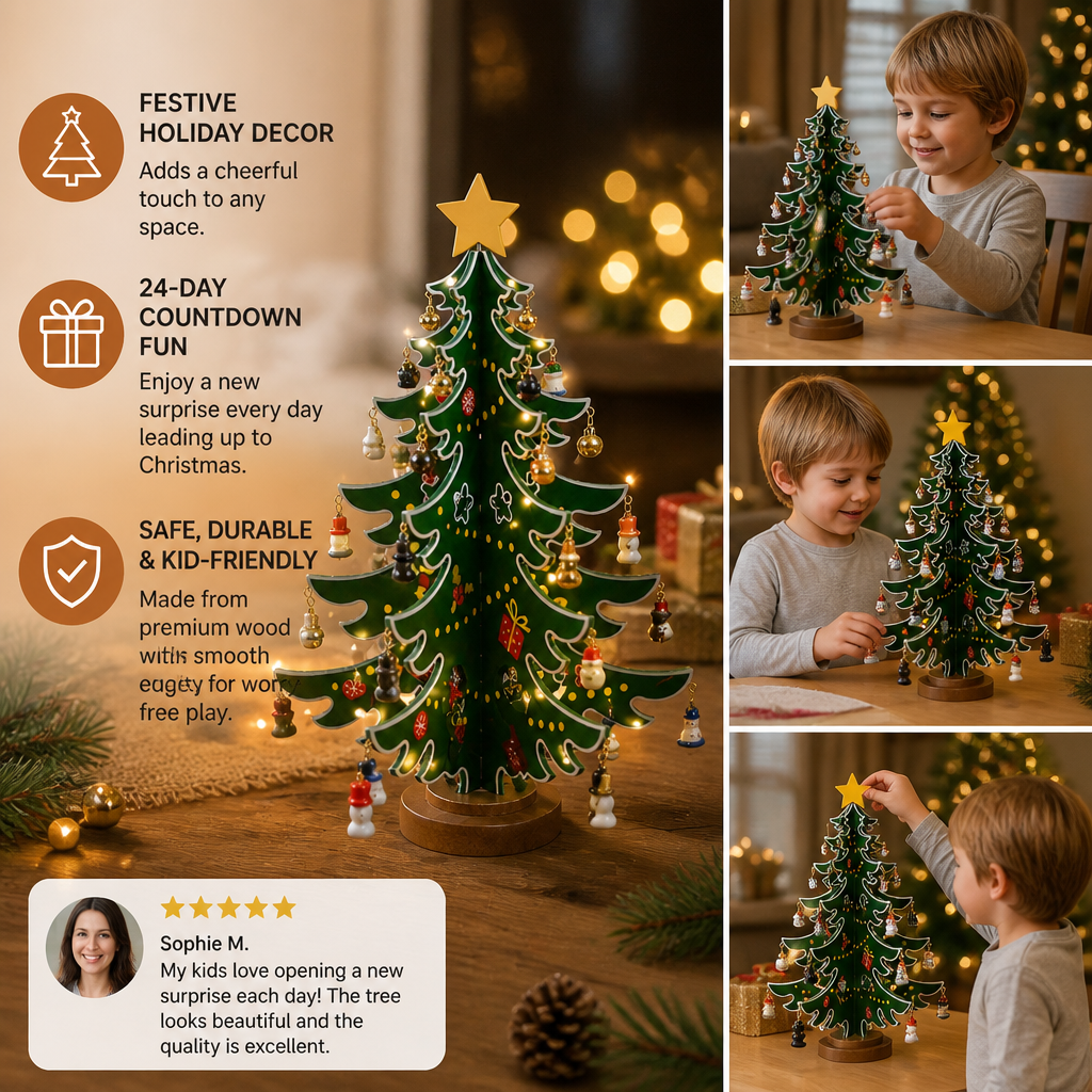 24-Day Mini Christmas Tree Ornament Advent Calendar for Kids