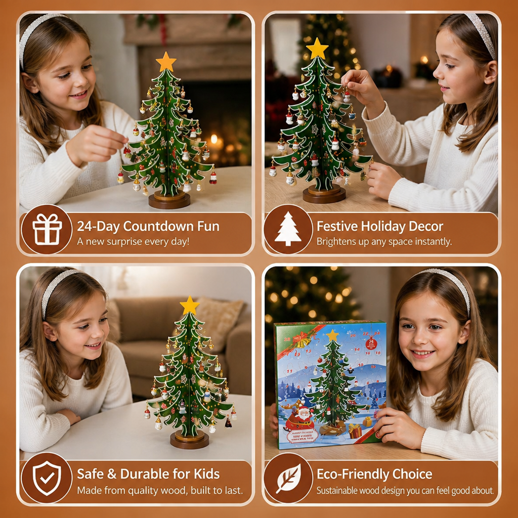 24-Day Mini Christmas Tree Ornament Advent Calendar for Kids