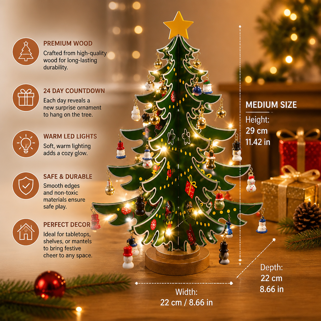 24-Day Mini Christmas Tree Ornament Advent Calendar for Kids