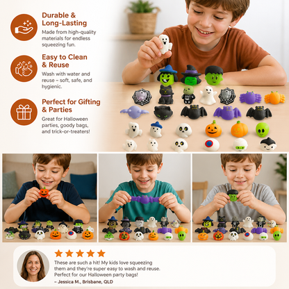 Washable & Reusable Halloween Squishy Toy Set for Party Favors and Trick-or-Treating